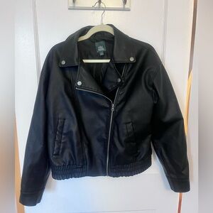 Faux leather bomber jacket